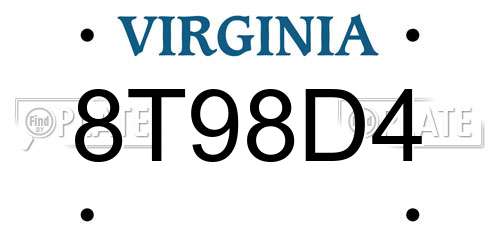 8T98D4 Virginia License Plate