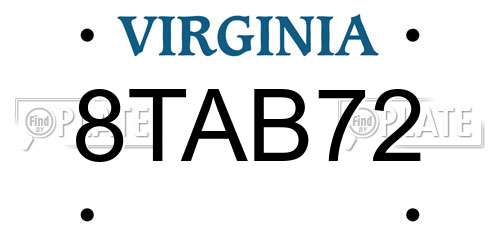 8TAB72 Virginia License Plate
