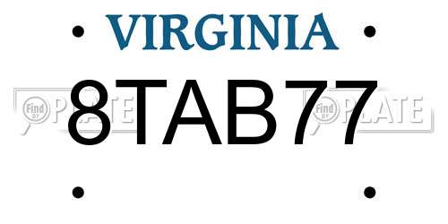 8TAB77 Virginia License Plate