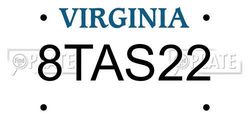 8TAS22 Virginia License Plate