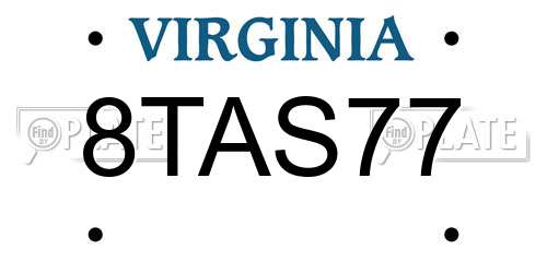 8TAS77 Virginia License Plate