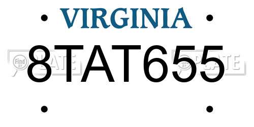 8TAT655 Virginia License Plate