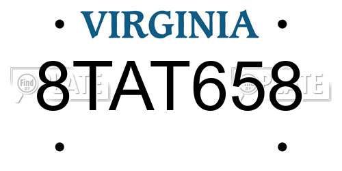 8TAT658 Virginia License Plate