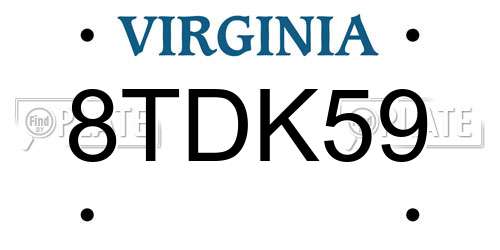 8TDK59 Virginia License Plate