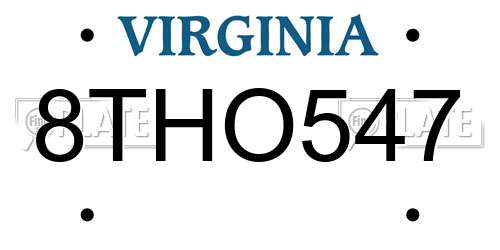 8THO547 Virginia License Plate