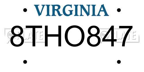8THO847 Virginia License Plate