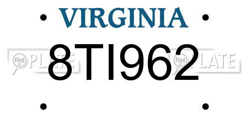 8TI962 Virginia License Plate