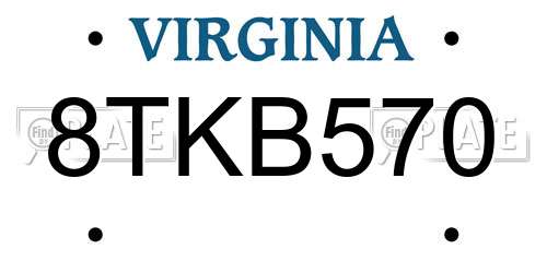 8TKB570 Virginia License Plate