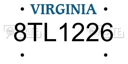 8TL1226 Virginia License Plate