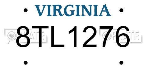 8TL1276 Virginia License Plate