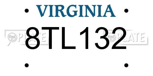 8TL132 Virginia License Plate