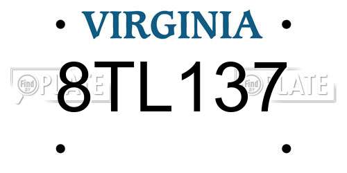 8TL137 Virginia License Plate