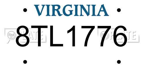 8TL1776 Virginia License Plate
