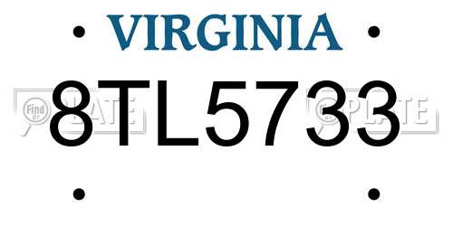 8TL5733 Virginia License Plate