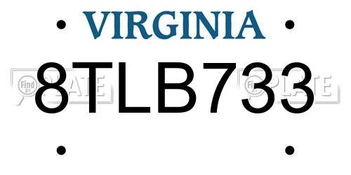 8TLB733 Virginia License Plate