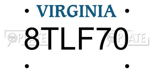 8TLF70 Virginia License Plate