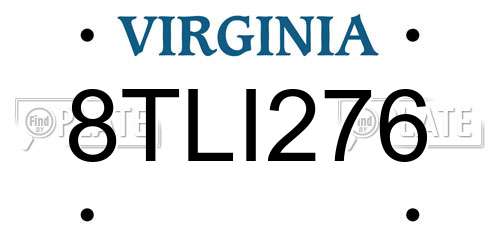 8TLI276 Virginia License Plate