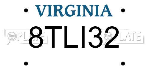 8TLI32 Virginia License Plate
