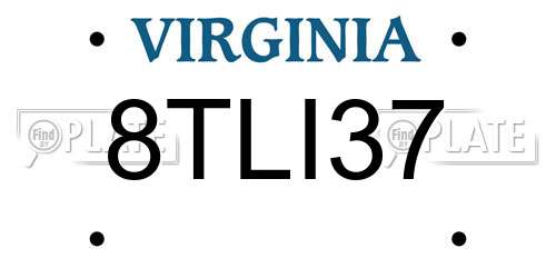 8TLI37 Virginia License Plate