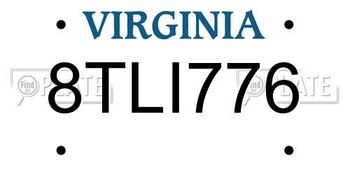 8TLI776 Virginia License Plate