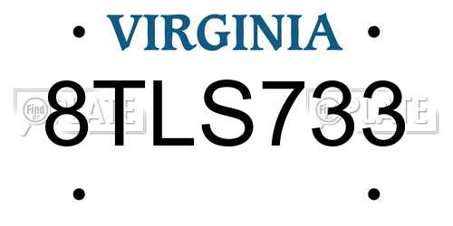 8TLS733 Virginia License Plate