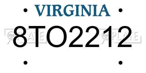 8TO2212 Virginia License Plate