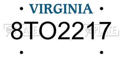 8TO2217 Virginia License Plate