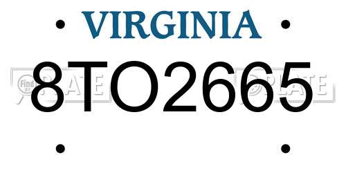 8TO2665 Virginia License Plate