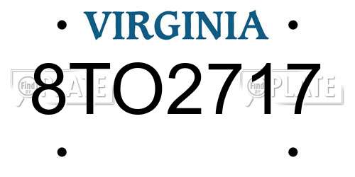 8TO2717 Virginia License Plate