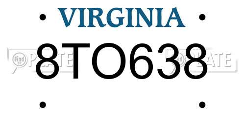 8TO638 Virginia License Plate