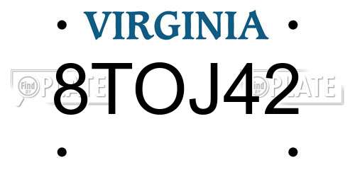 8TOJ42 Virginia License Plate