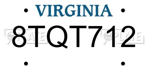 8TQT712 Virginia License Plate