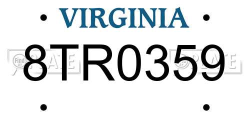 8TR0359 Virginia License Plate