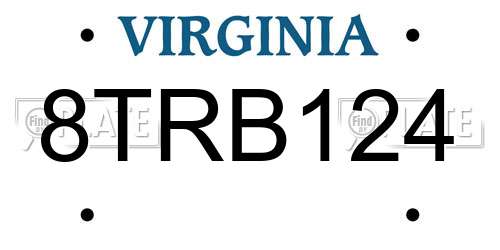 8TRB124 Virginia License Plate