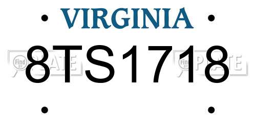 8TS1718 Virginia License Plate