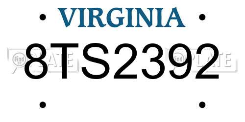 8TS2392 Virginia License Plate
