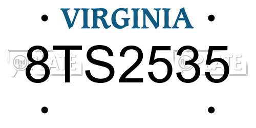 8TS2535 Virginia License Plate