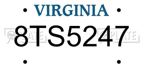 8TS5247 Virginia License Plate
