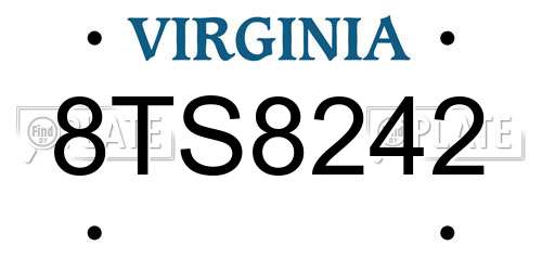 8TS8242 Virginia License Plate