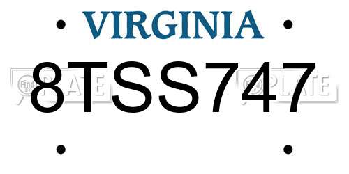8TSS747 Virginia License Plate