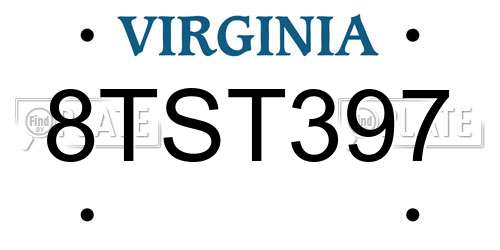 8TST397 Virginia License Plate