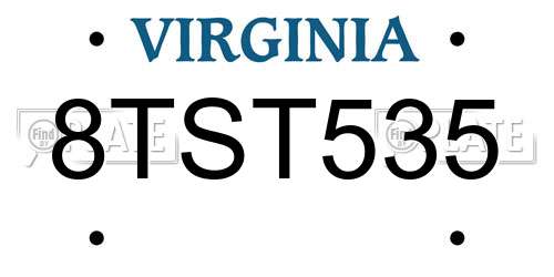 8TST535 Virginia License Plate