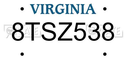 8TSZ538 Virginia License Plate