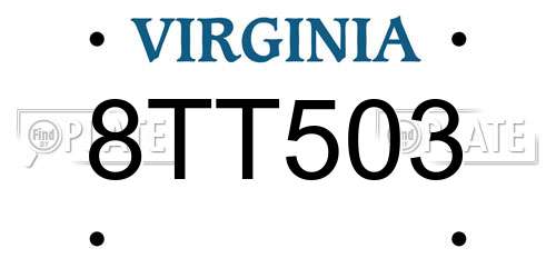 8TT503 Virginia License Plate