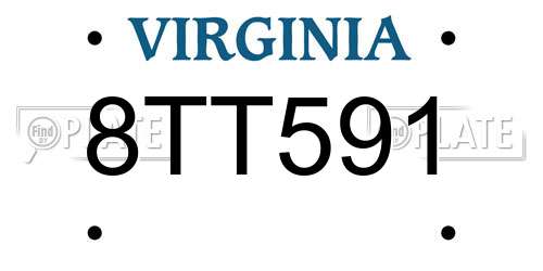 8TT591 Virginia License Plate