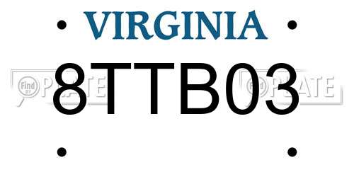 8TTB03 Virginia License Plate