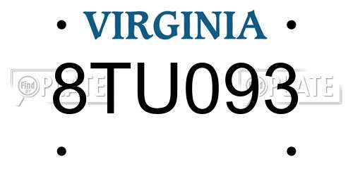 8TU093 Virginia License Plate