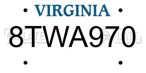 8TWA970 Virginia License Plate