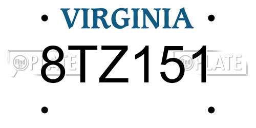 8TZ151 Virginia License Plate