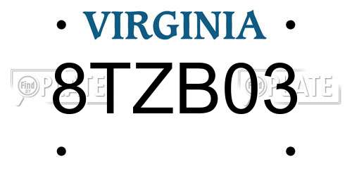 8TZB03 Virginia License Plate